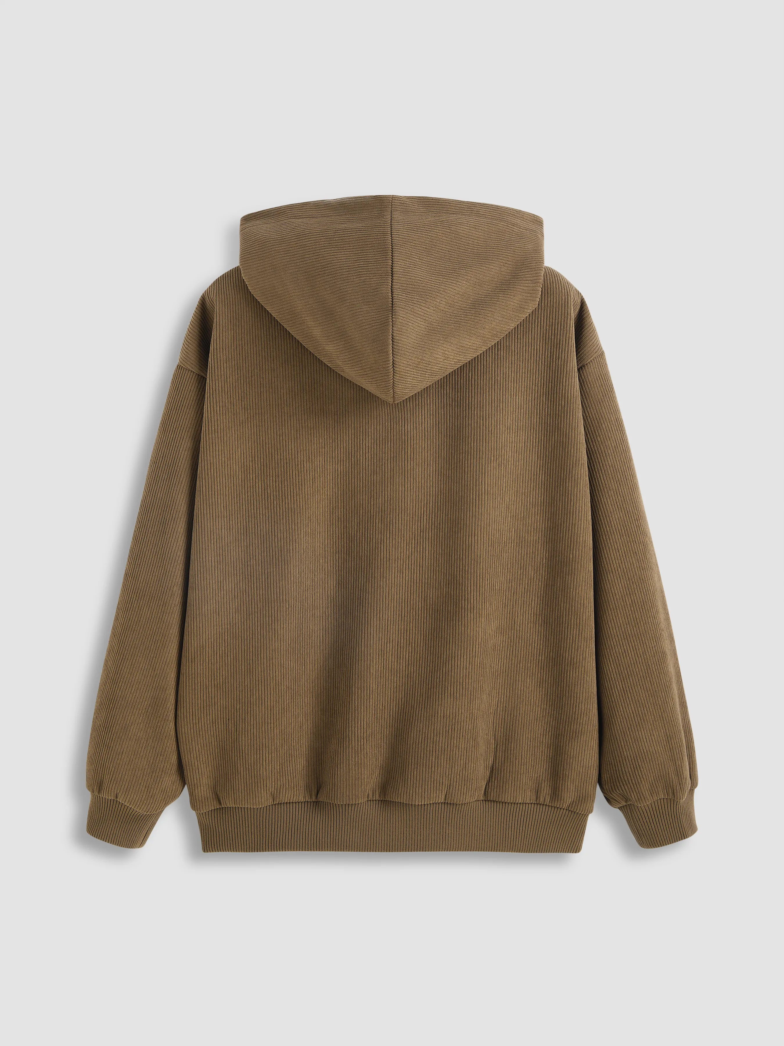  Sudadera con Capucha de Pana Sólida con Bolsillo Meow Curvy
