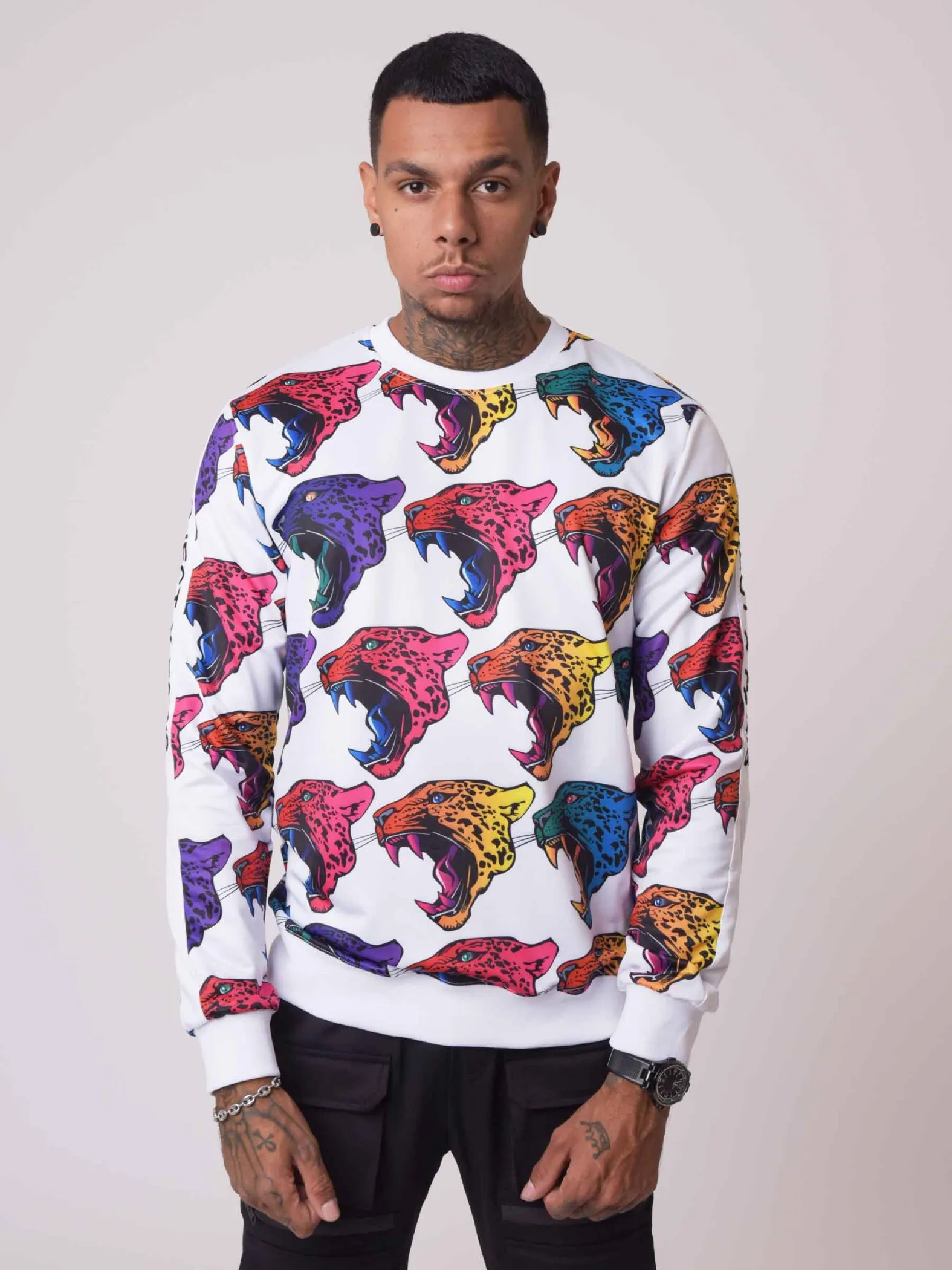 Sudadera graduada con cabeza de jaguar