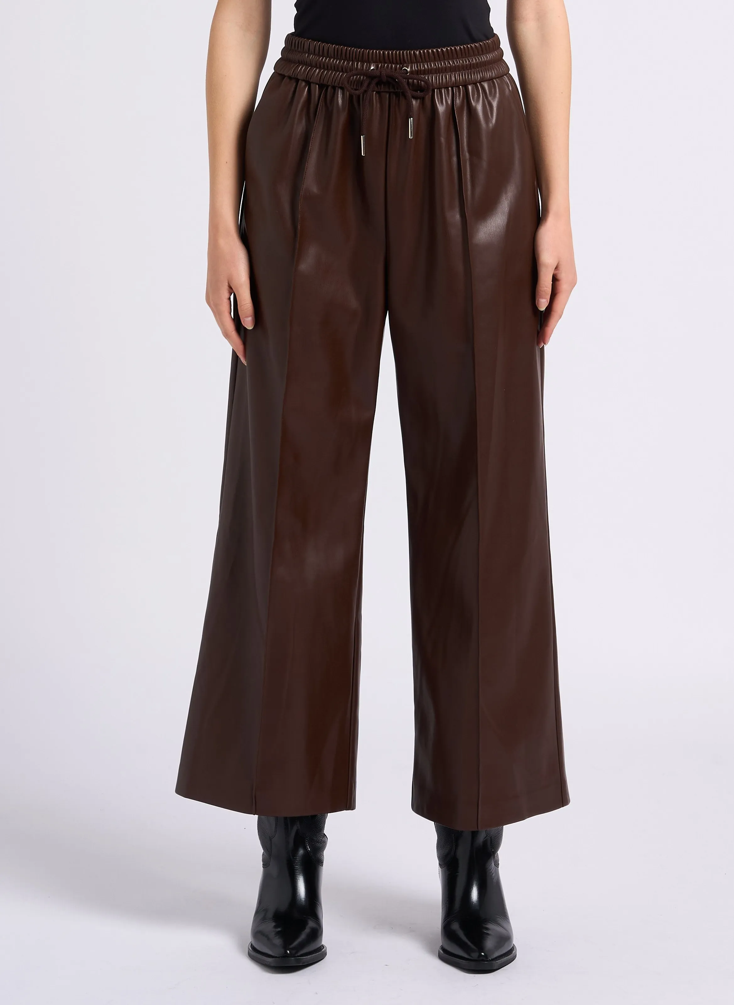 SUNCOO JOHAN  PANTALóN ANCHO EN MARRON