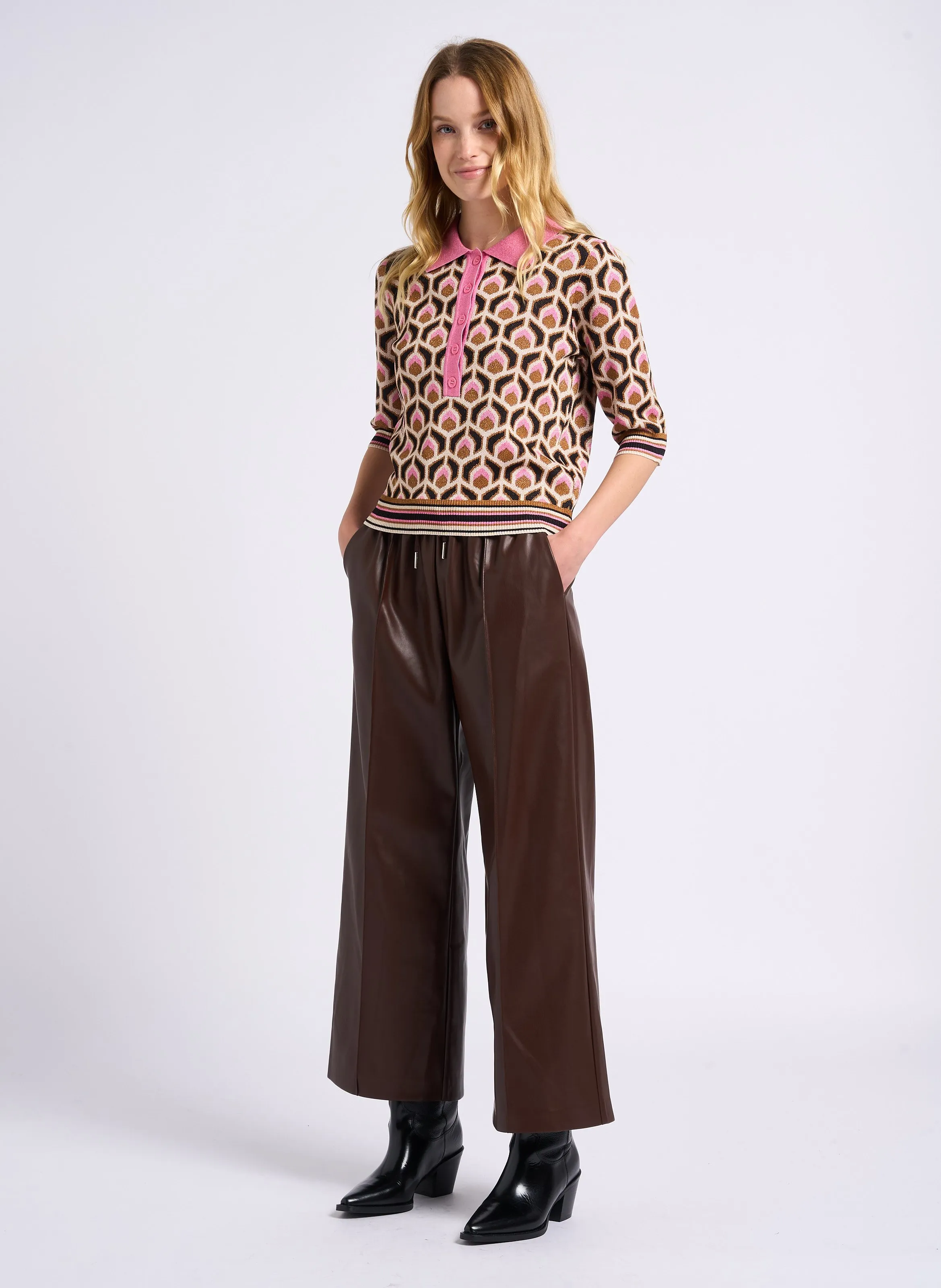 SUNCOO JOHAN  PANTALóN ANCHO EN MARRON