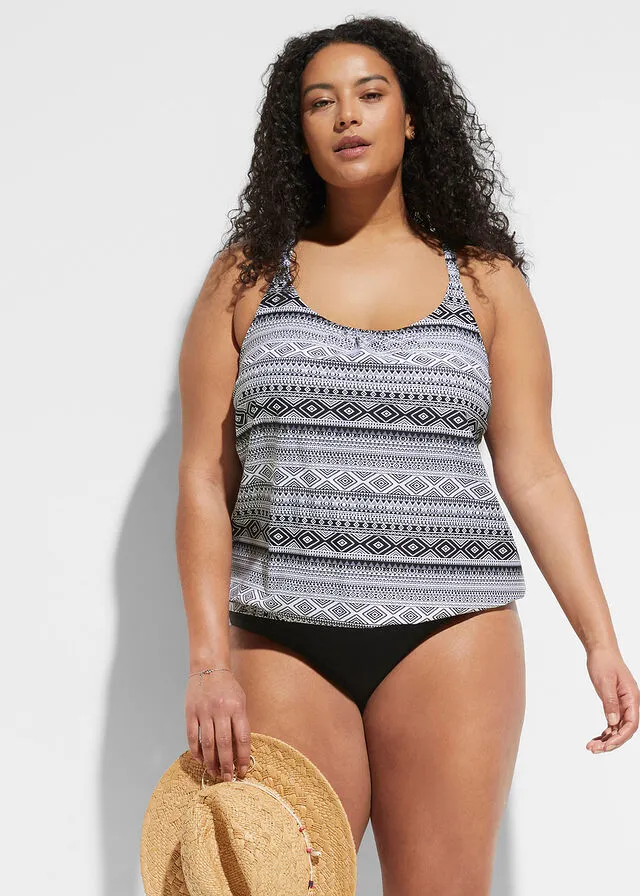 Tankini oversize (2 piezas) Azul marino con estampado gráfico