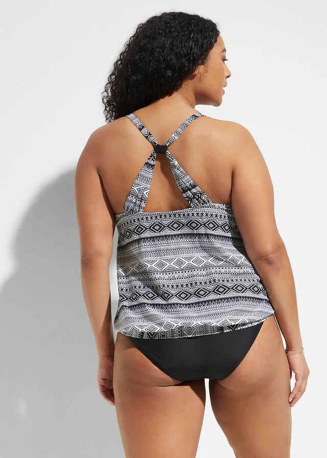 Tankini oversize (2 piezas) Azul marino con estampado gráfico