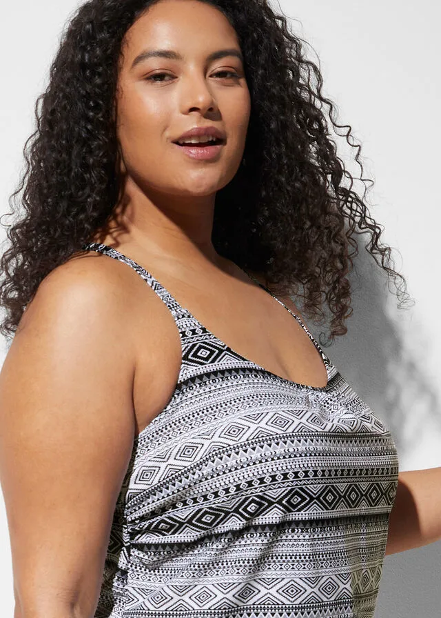 Tankini oversize (2 piezas) Azul marino con estampado gráfico