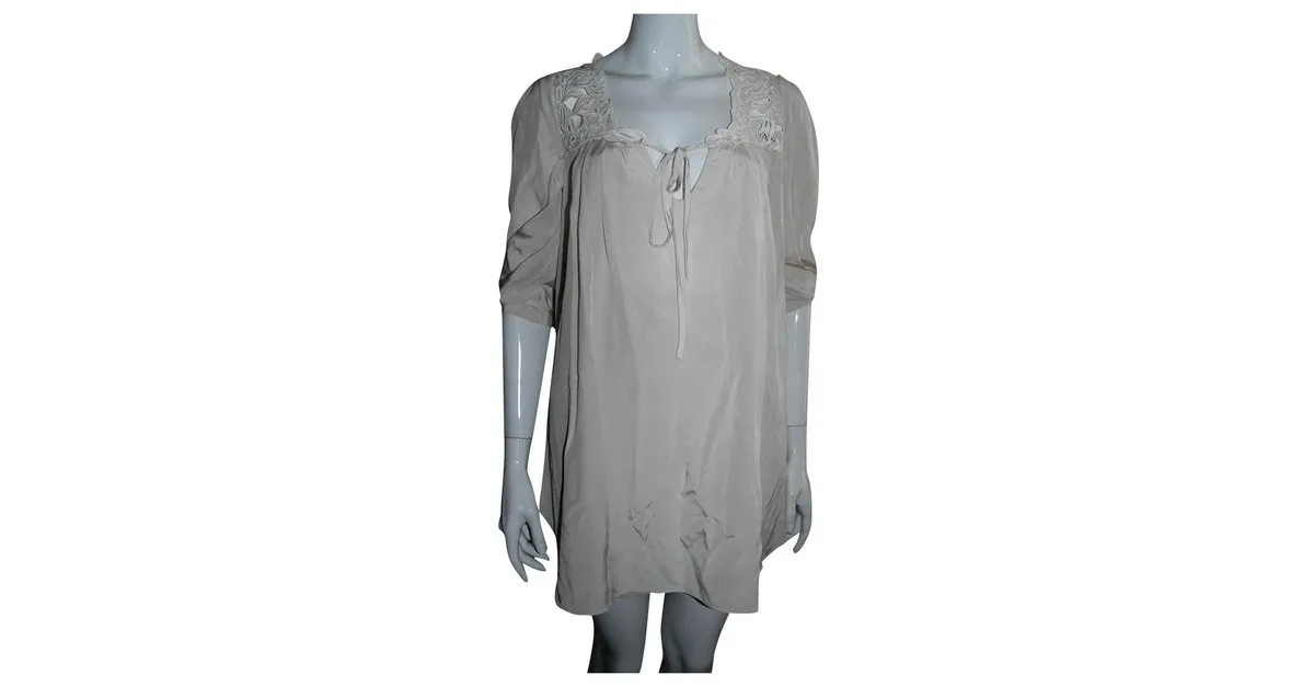 Temperley London Minivestido Temperley de seda y encaje Blanco Crudo 