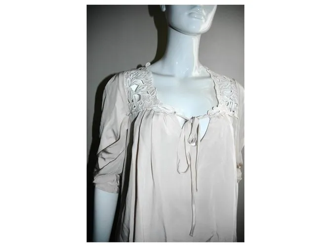 Temperley London Minivestido Temperley de seda y encaje Blanco Crudo 