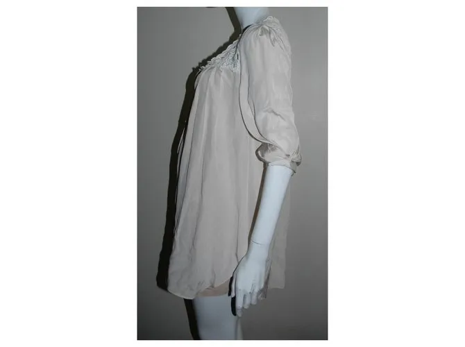 Temperley London Minivestido Temperley de seda y encaje Blanco Crudo 