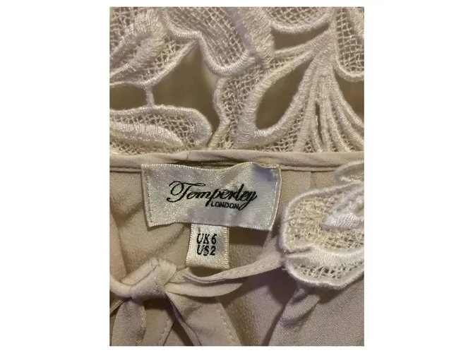 Temperley London Minivestido Temperley de seda y encaje Blanco Crudo 