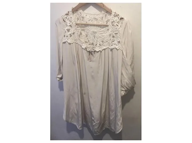 Temperley London Minivestido Temperley de seda y encaje Blanco Crudo 