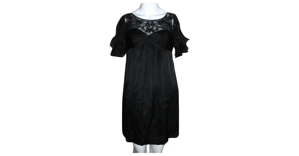Temperley London vestido de seda y encaje Negro 