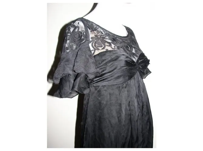 Temperley London vestido de seda y encaje Negro 