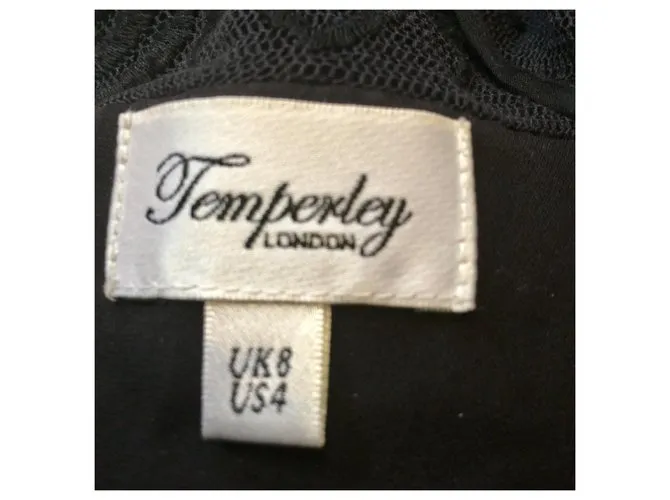 Temperley London vestido de seda y encaje Negro 