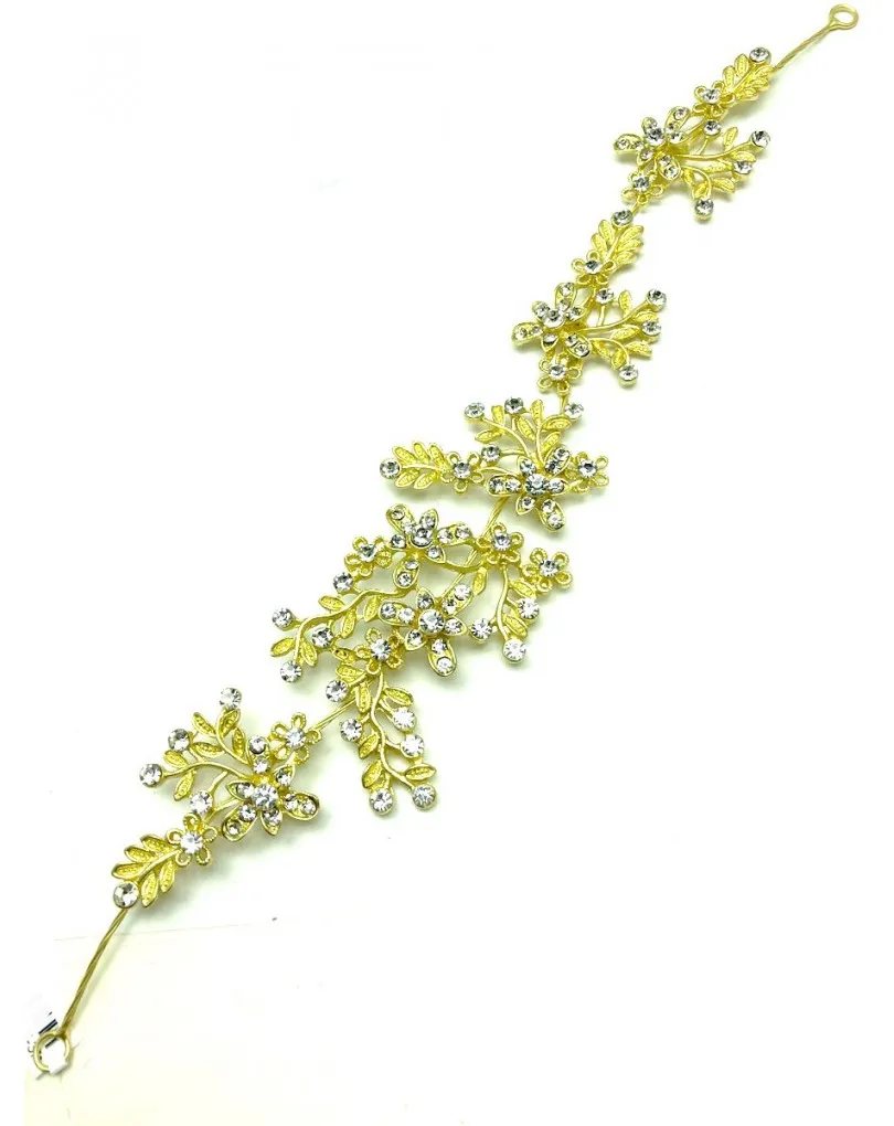 TOCADOS Y TIARAS DORADAS PARA BODAS CON CRISTAL BRILLO