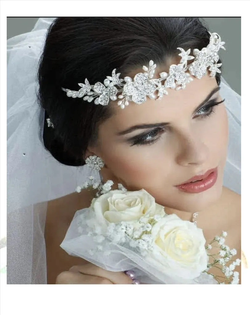 TOCADOS Y TIARAS DORADAS PARA BODAS CON CRISTAL BRILLO