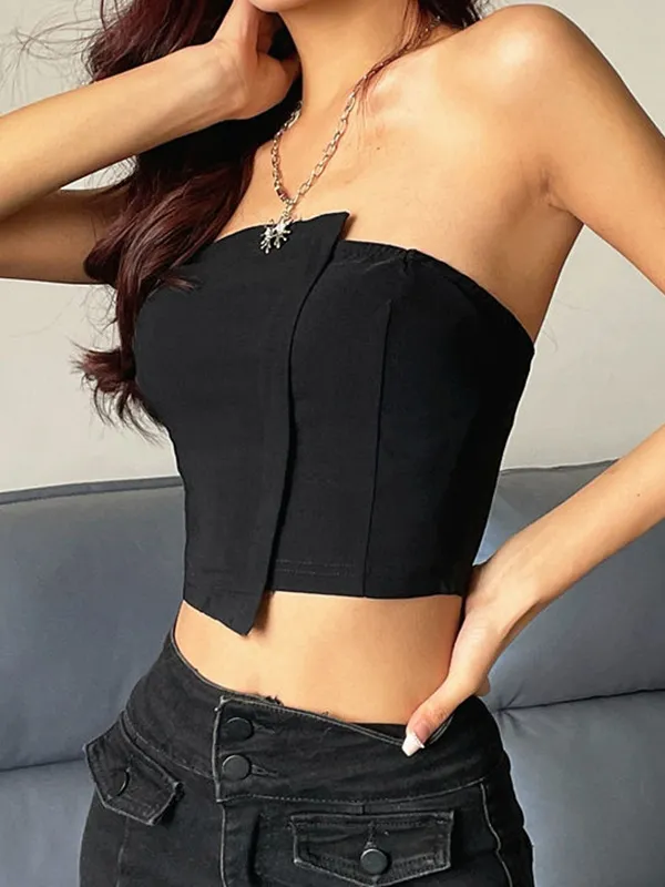 Top bandeau con ombligo irregular