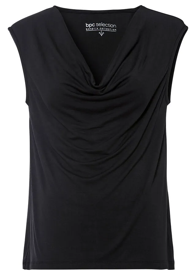 Top con escote cascada Negro