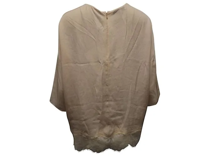 Top con ribete de encaje Vince en triacetato beige Castaño 