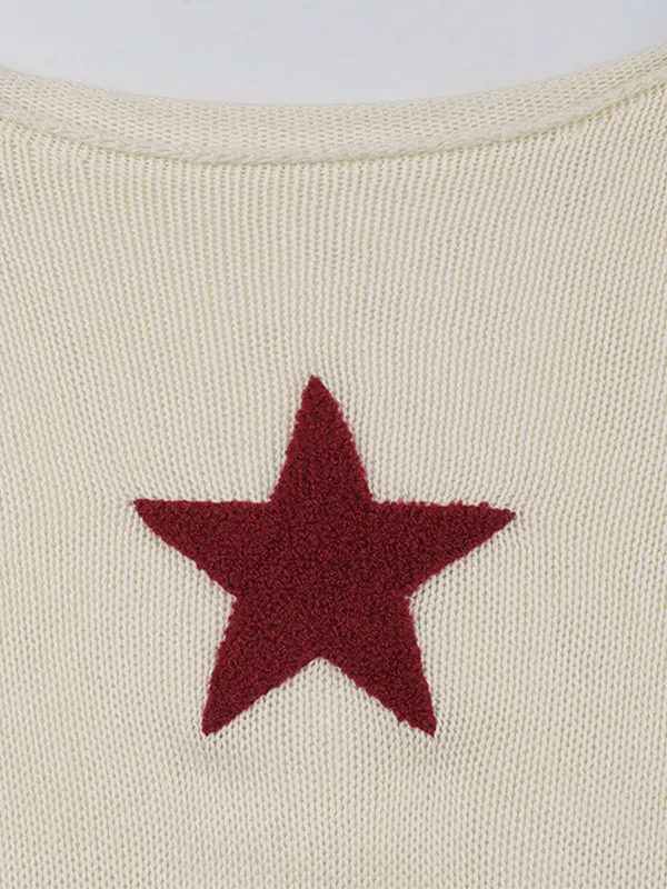 Top corto de punto de crochet con estrellas