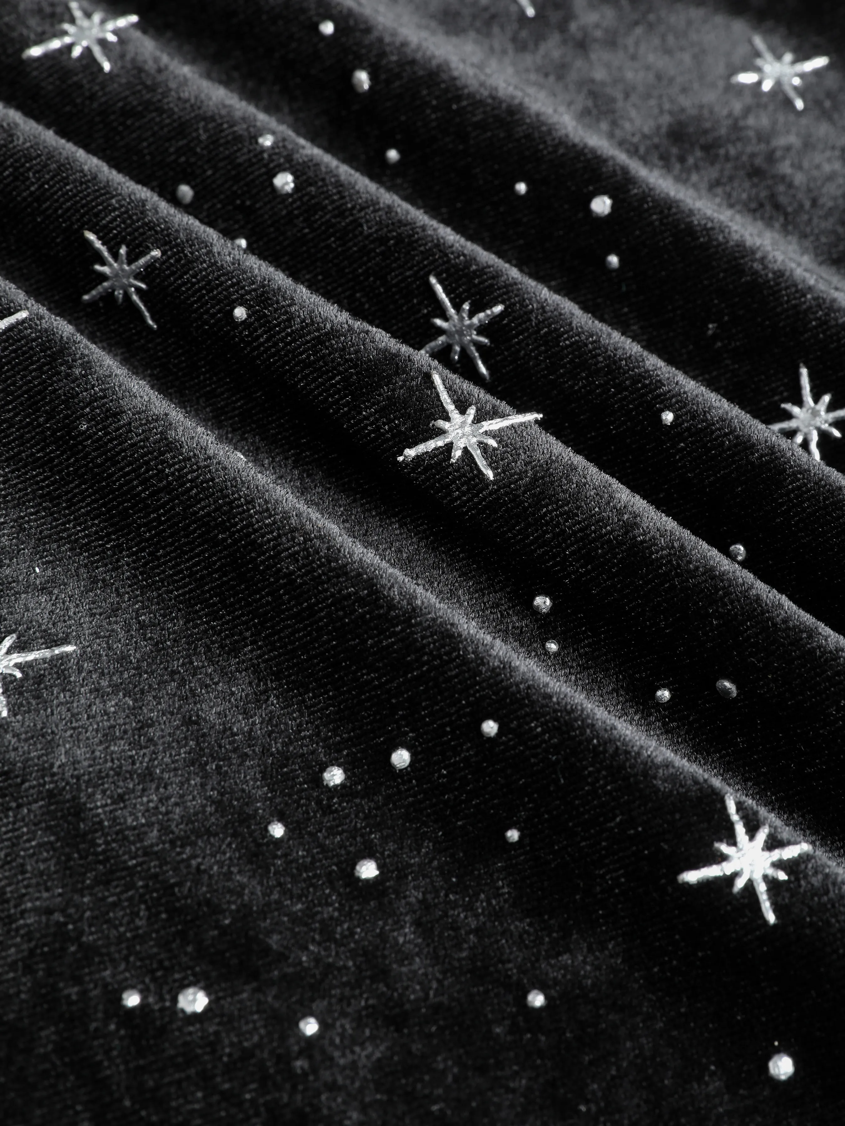  Top Corto de Terciopelo con Estampado de Estrellas y Mangas Acampanadas