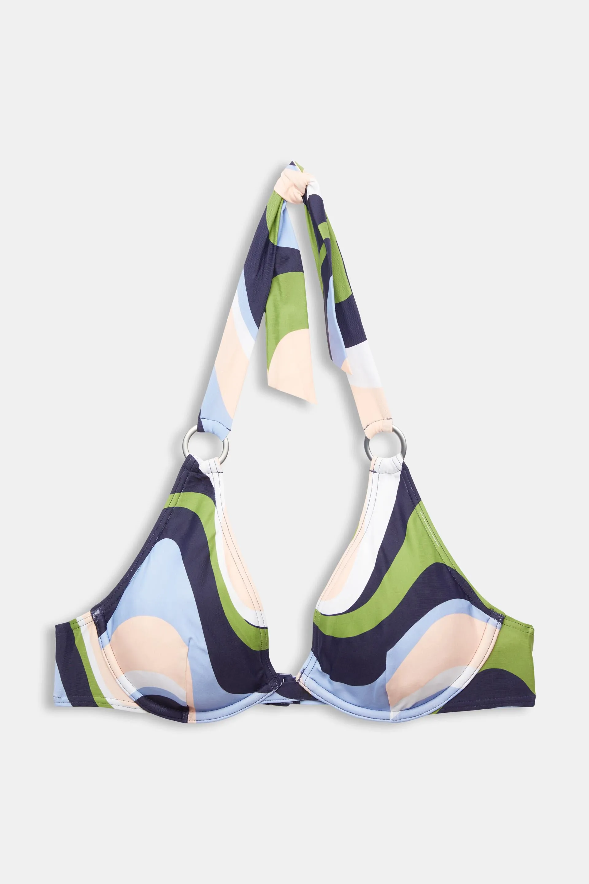 Top de bikini estampado con tirantes al cuello