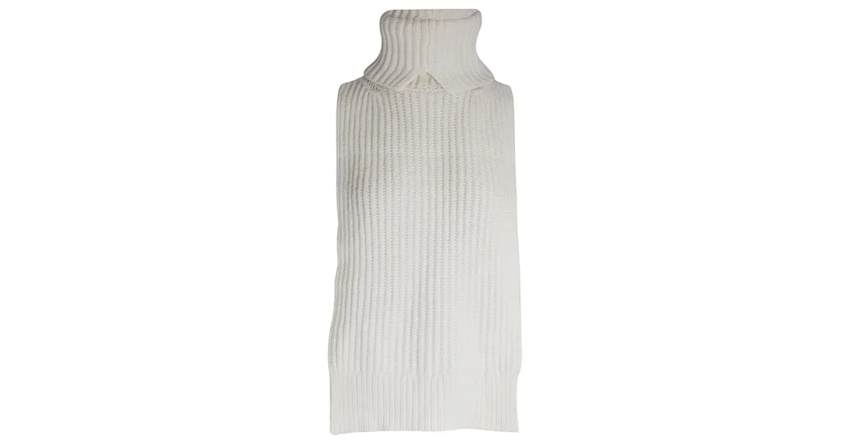 Top de cuello alto de canalé Anneki de cachemira color marfil de The Row Blanco Crudo 