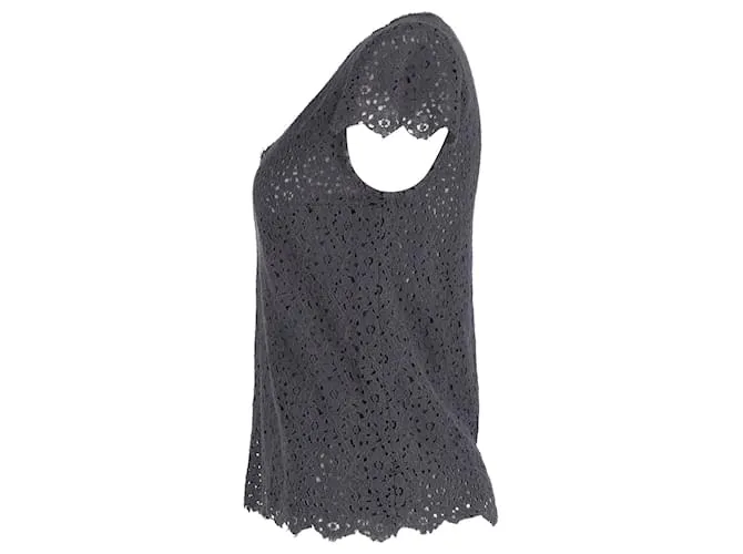 Top de encaje con cuello de pico de Zadig & Voltaire en algodón gris 