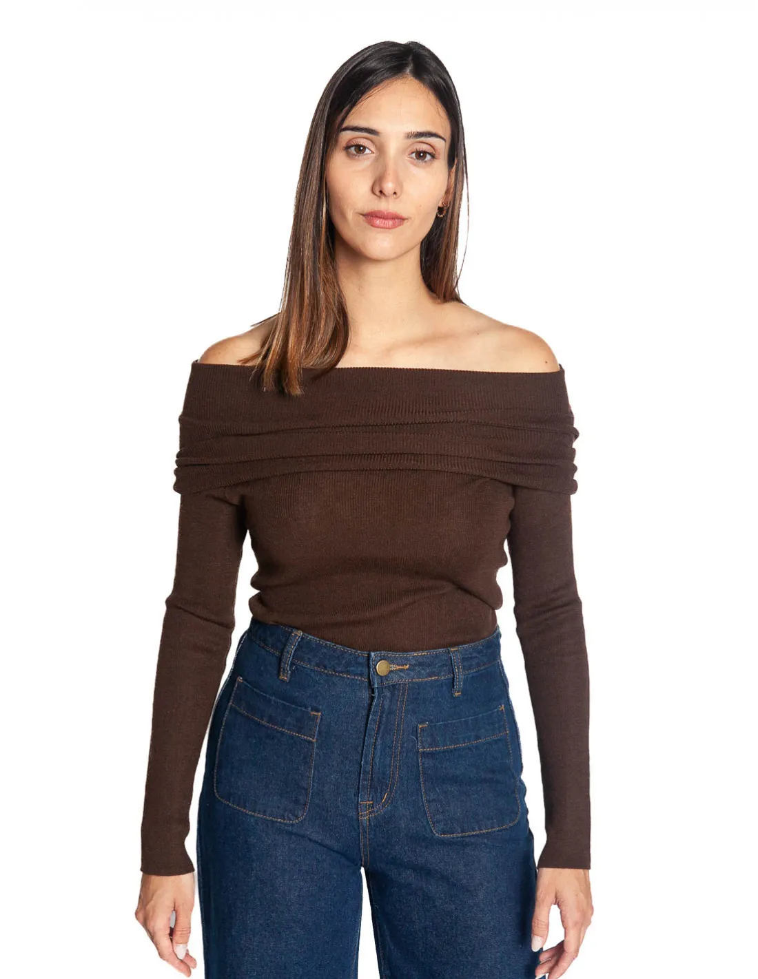 TOP MARRON ESCOTE BARDOT ELICIA ARTLOVE