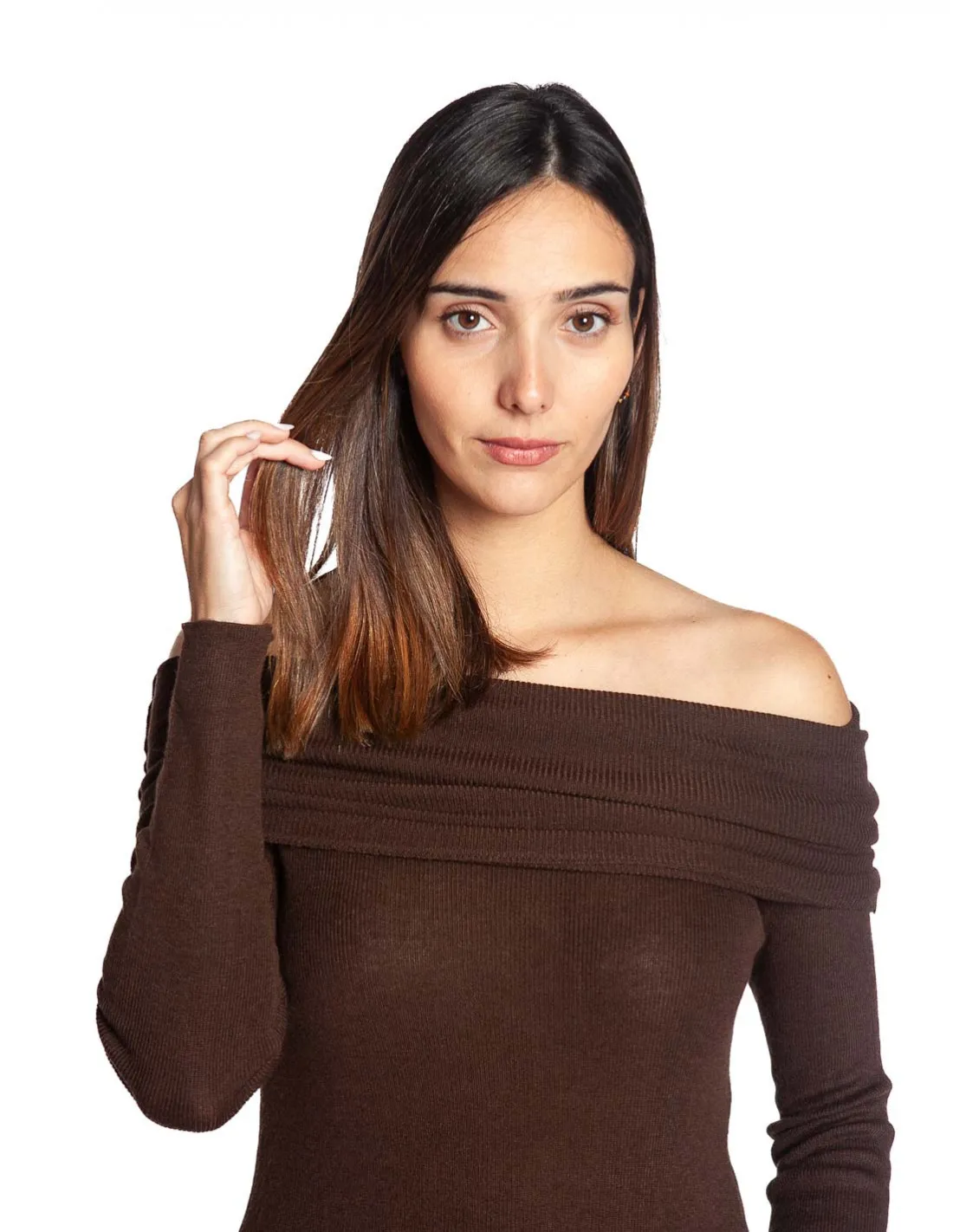 TOP MARRON ESCOTE BARDOT ELICIA ARTLOVE