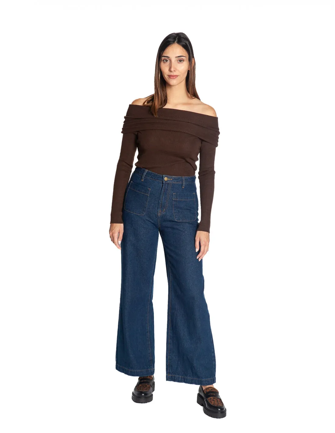 TOP MARRON ESCOTE BARDOT ELICIA ARTLOVE