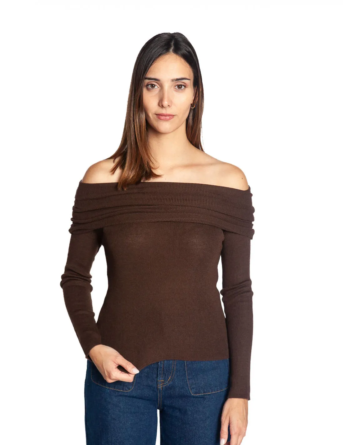 TOP MARRON ESCOTE BARDOT ELICIA ARTLOVE