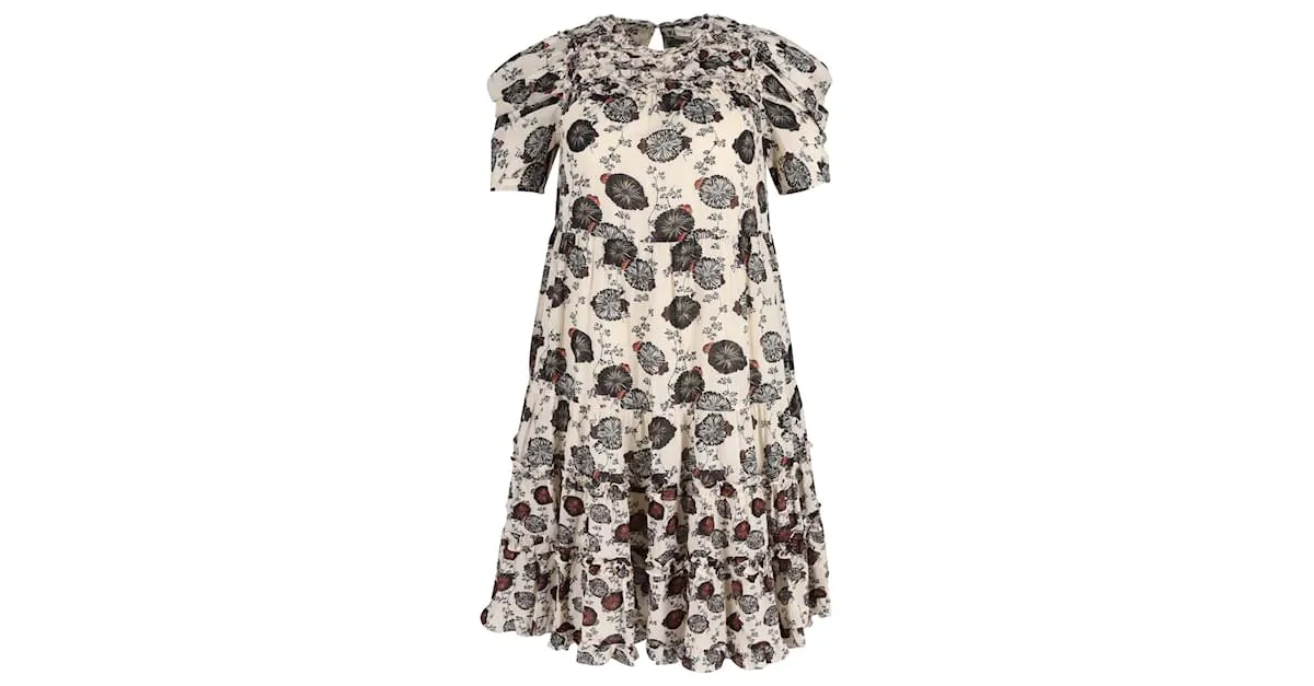Ulla Johnson Cassian Vestido floral Cassian de algodón color crema Impresión de pitón 
