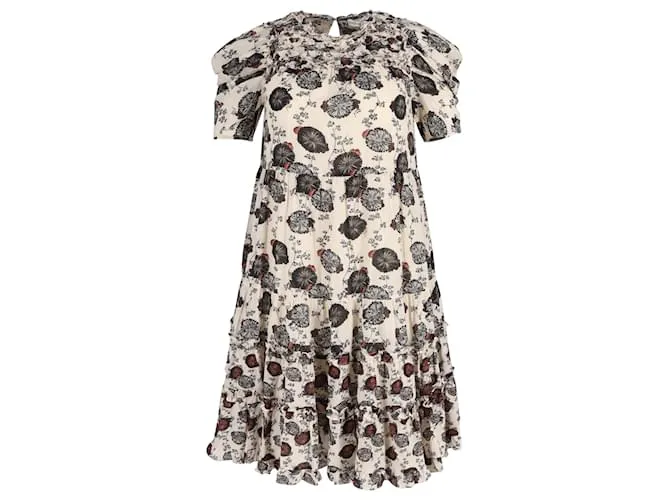 Ulla Johnson Cassian Vestido floral Cassian de algodón color crema Impresión de pitón 