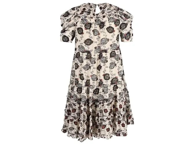 Ulla Johnson Cassian Vestido floral Cassian de algodón color crema Impresión de pitón 