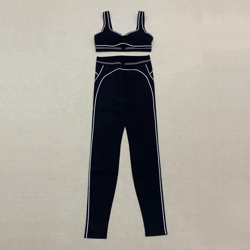 Un diseñador de yoga set de sujetador sin costuras Sports Heart Stron Bra+Leggings High End White Striped Back Back Dance Yoga Y