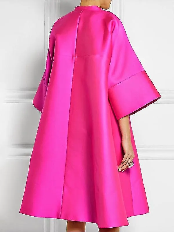 Uoozee Elegante fiesta Vestido de noche Moda Media mangas Color sólido Prom Vestidos Midi