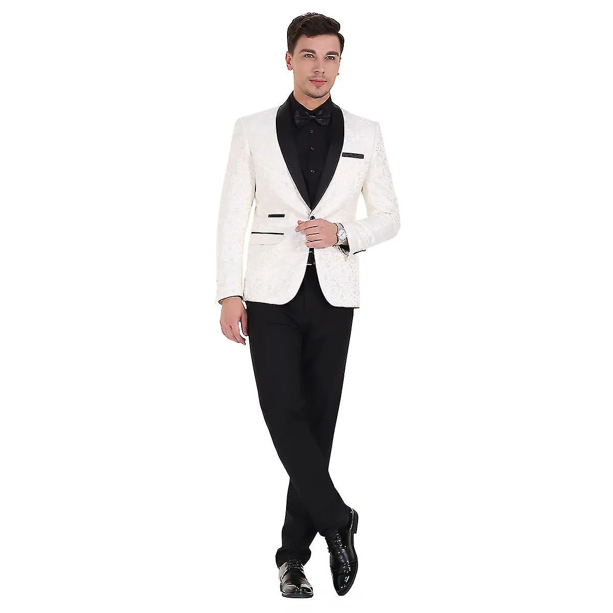 VAWAN Hombre 2 Piezas Elegante Banquete De Bodas Trajes Slim Fit