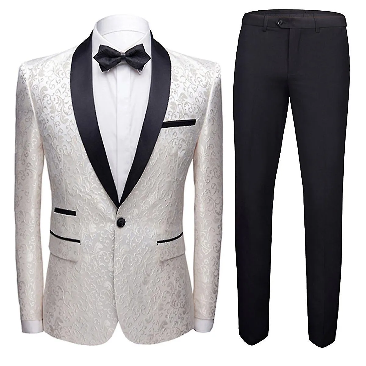 VAWAN Hombre 2 Piezas Elegante Banquete De Bodas Trajes Slim Fit