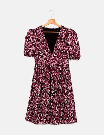 Vero Moda Vestido negro estampado textura