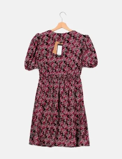 Vero Moda Vestido negro estampado textura