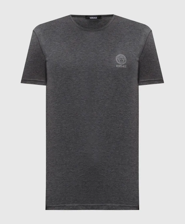VERSACE GRAY TSHIRT WITH MEDUSA LOGO PRINT