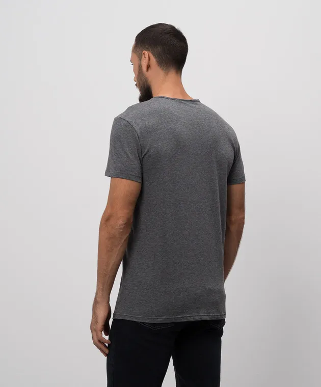 VERSACE GRAY TSHIRT WITH MEDUSA LOGO PRINT