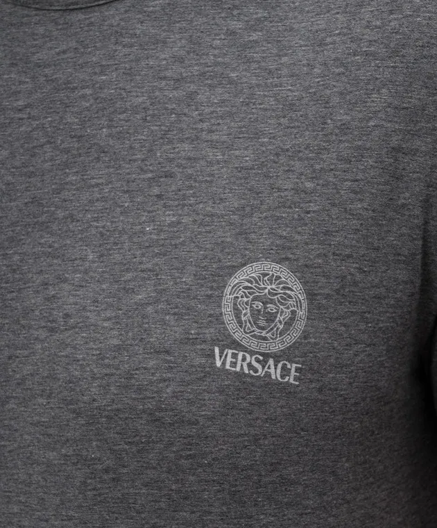 VERSACE GRAY TSHIRT WITH MEDUSA LOGO PRINT