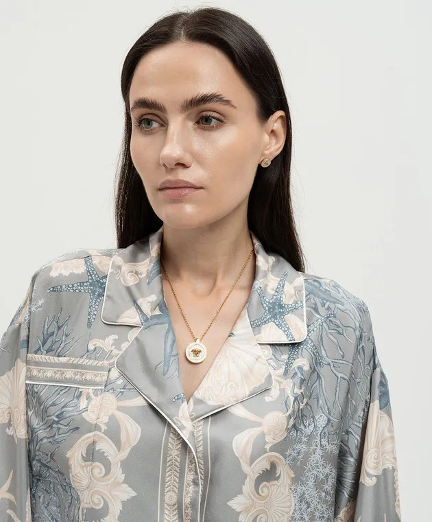 Versace Medusa pendant gold chain with mother of pearl