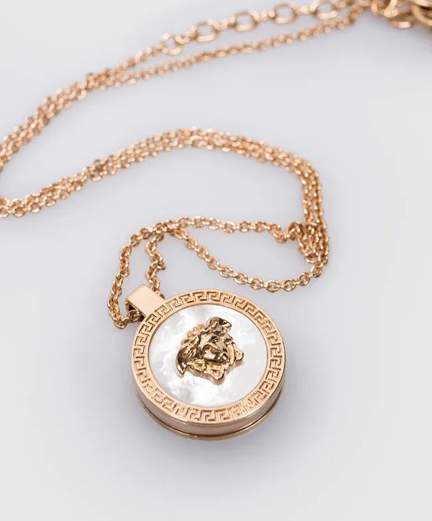 Versace Medusa pendant gold chain with mother of pearl