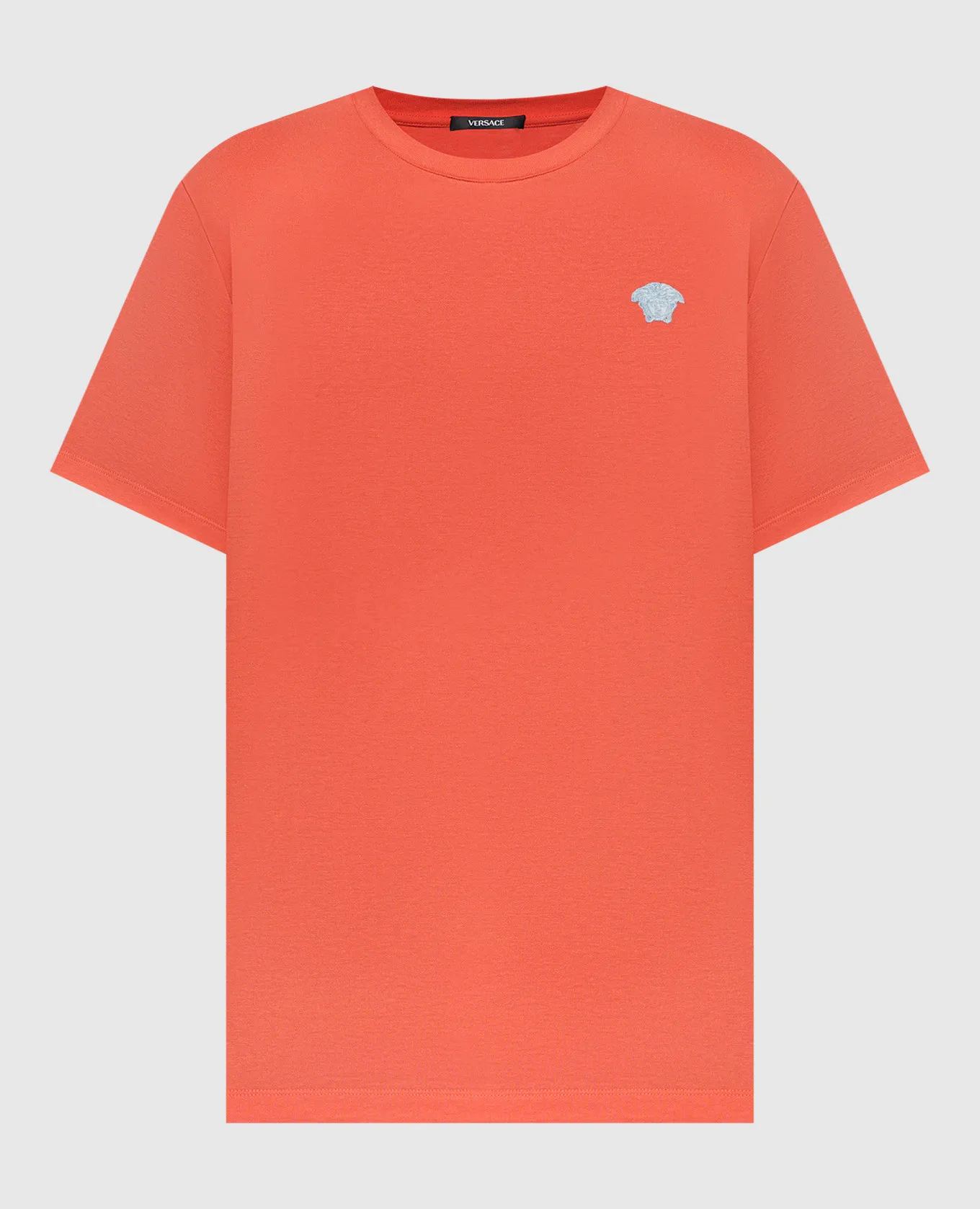 VERSACE RED TSHIRT WITH MEDUSA BRAND EMBROIDERY