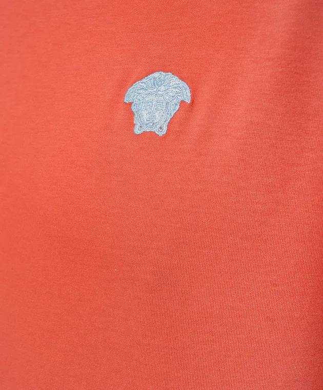 VERSACE RED TSHIRT WITH MEDUSA BRAND EMBROIDERY