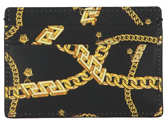 Versace Tarjetero con estampado de cadenas La Medusa Negro 
