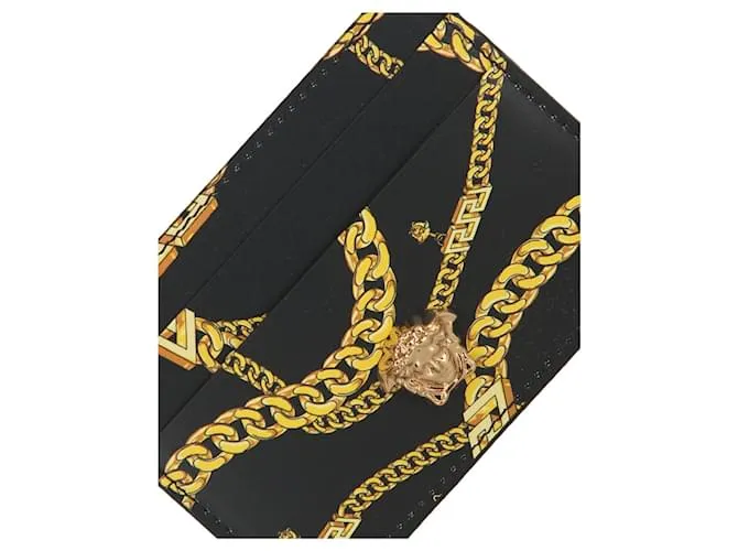 Versace Tarjetero con estampado de cadenas La Medusa Negro 