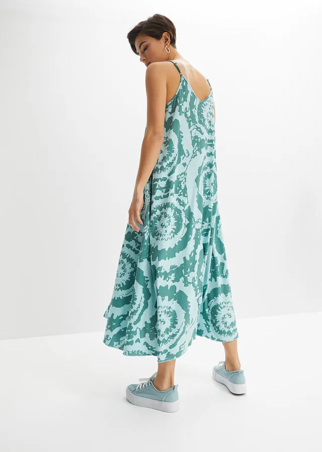 VESTIDO CAMISERO CON TIE DYE TURQUESA PASTELAZUL BONDI ESTAMPADO