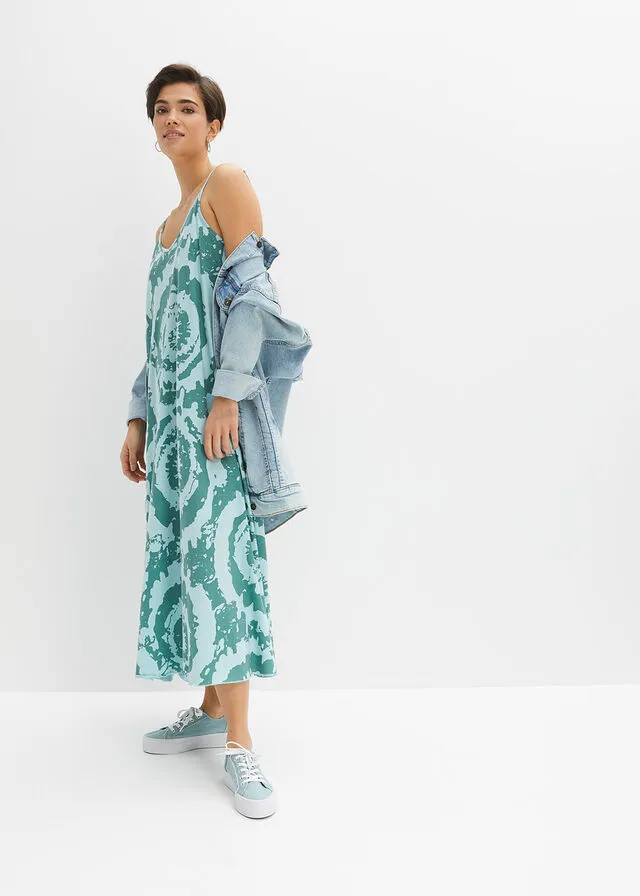 VESTIDO CAMISERO CON TIE DYE TURQUESA PASTELAZUL BONDI ESTAMPADO