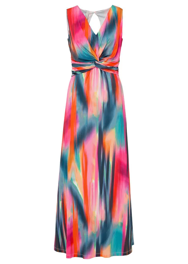VESTIDO CON ESCOTE EN LA ESPALDA ROSAROJOGRIS OSCURO ESTAMPADO